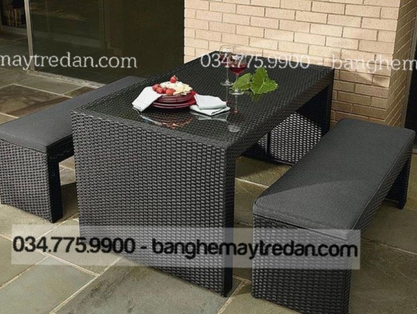 Bộ bàn ghế ăn nhựa giả mây