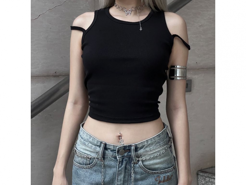 Áo ba lỗ nữ sát nách croptop khoét vai vải dày dặn đứng form