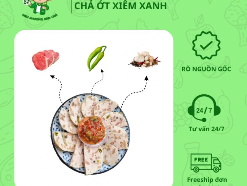 Chả ớt xiêm xanh Anh Phương thơm ngon loại nửa kg