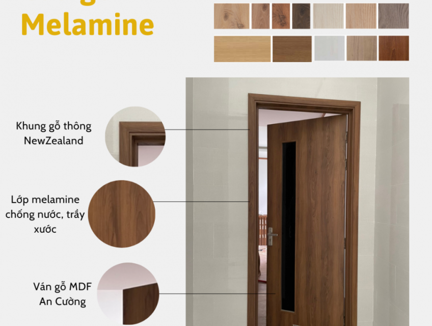 Cửa MDF Melamine An Cường giá chỉ 1.950.000Đ/ m2
