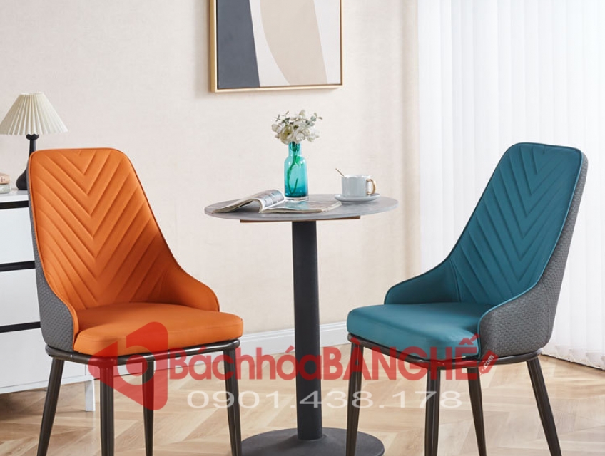 Bộ bàn tròn mặt đá 2 ghế da cafe tiếp khách cửa hàng văn phòng