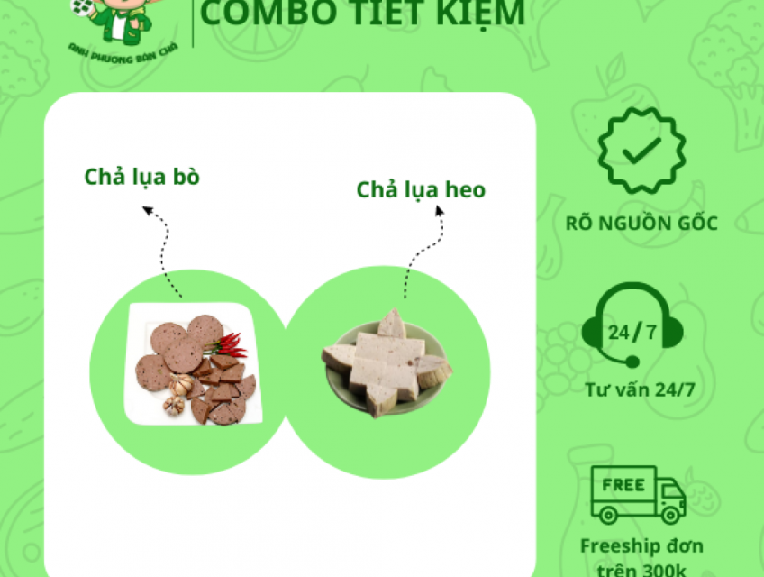 Combo Tiết Kiệm Chả Lụa Heo và Bò – Món Ngon Hấp Dẫn, Giá Cực Hời!