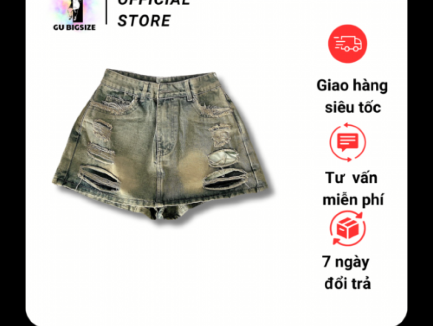 Quần váy jean rách GU QVJ2038