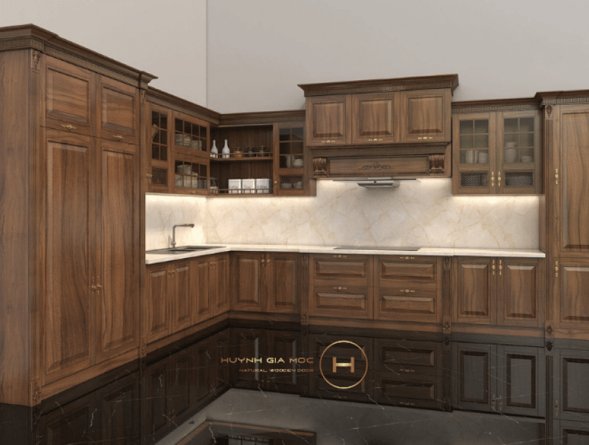Tủ bếp gỗ óc chó có những ưu điểm gì?