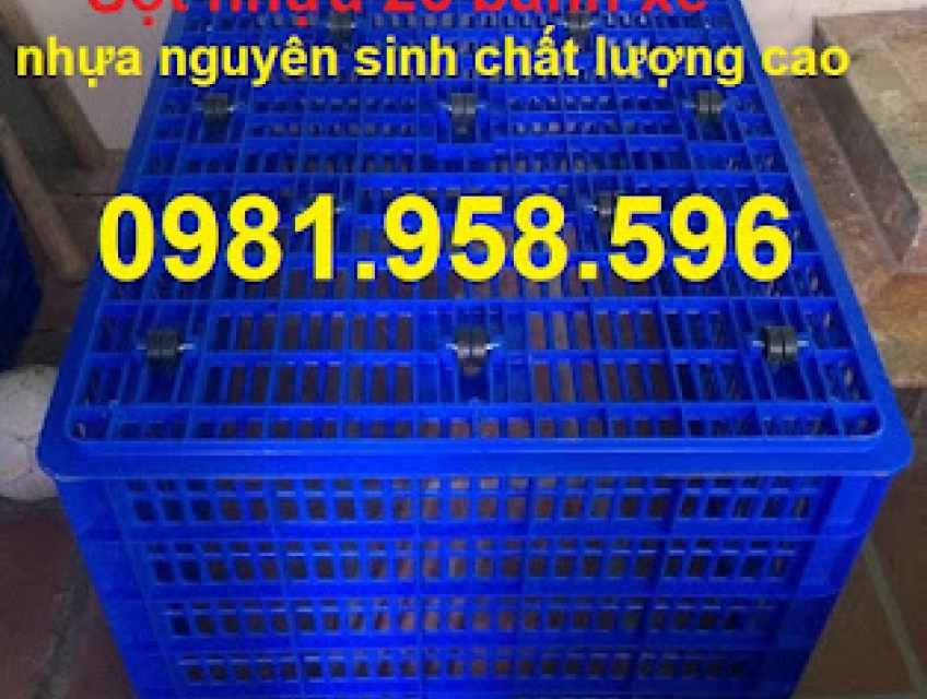 Thùng nhựa rỗng 26 bánh xe, sọt nhựa 26 bánh xe, sóng nhựa hở 26 bánh