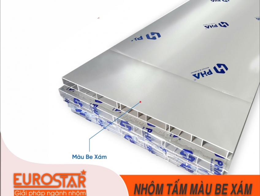 NHÔM TẤM PHA MÀU BE XÁM