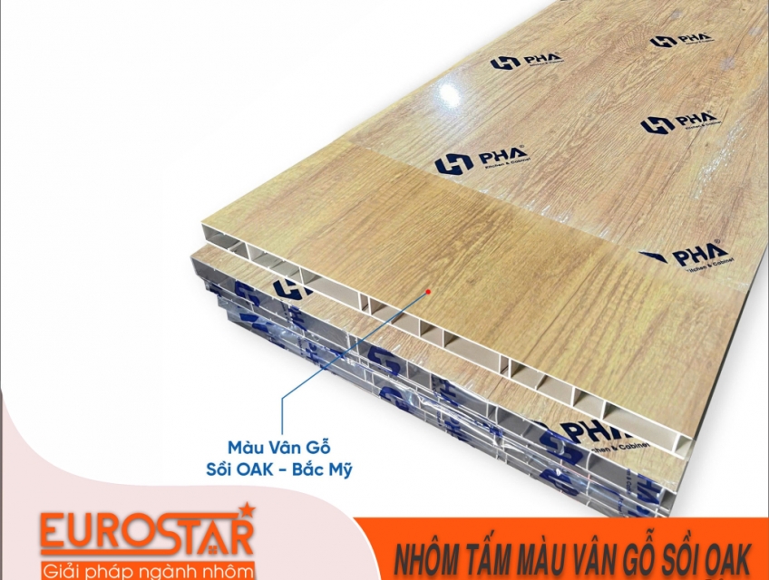 NHÔM TẤM PHA MÀU VÂN GỖ SỒI