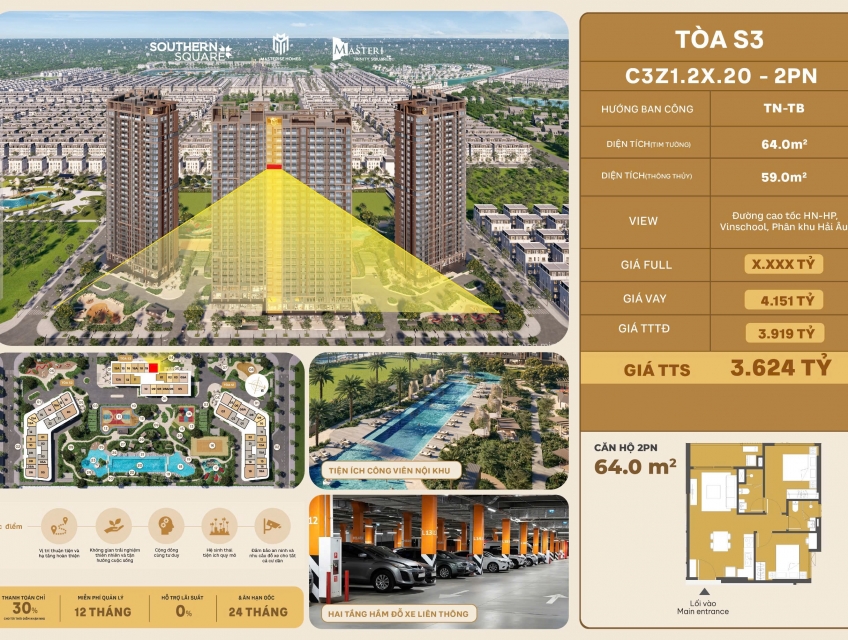 Bán Căn Hộ SOUTHERN SQUARE Tại Ocean Park 2 - Xã Long Hưng, Văn