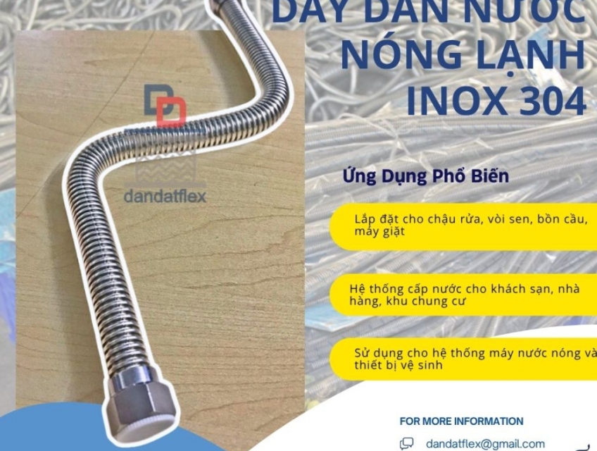 Dây dẫn nước inox, ống cấp nước mềm inox, ống dẫn nước mềm chịu nhiệt