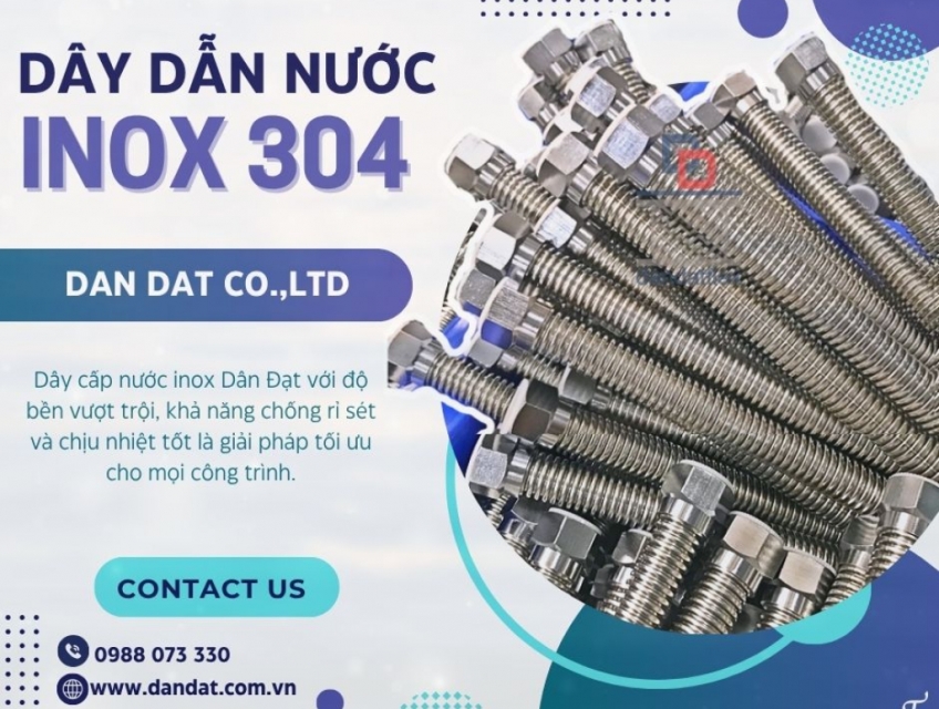 Dây cấp nước mềm inox, dây mềm inox dẫn nước cho vòi chậu, dây mềm kết nối bình nước nóng