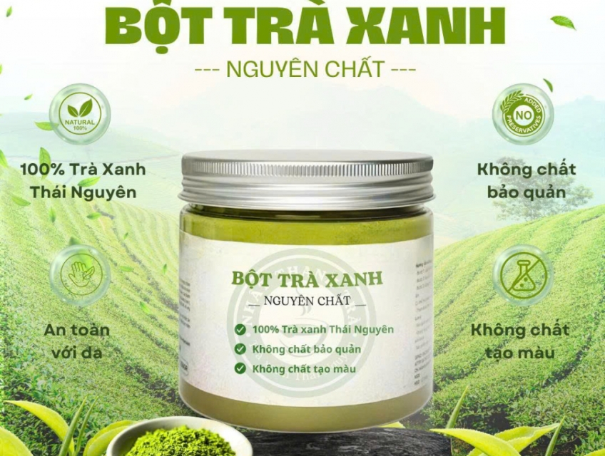 Bột trà xanh Nhất Thanh Trà – Dùng để đắp mặt, chăm sóc da – Hộp 200g