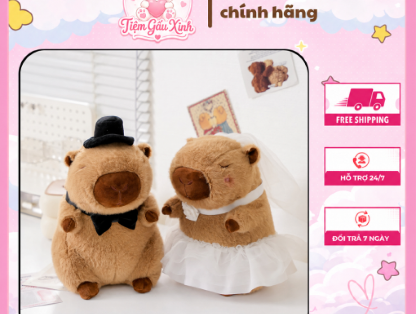 Gấu Bông Couple Dâu Rể Capyboo