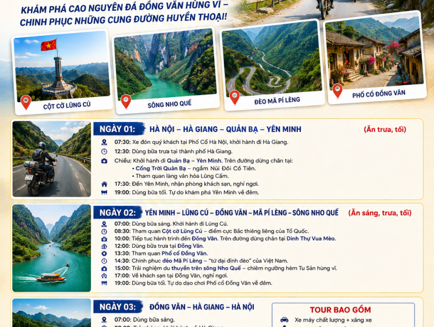 TOUR XE MÁY - HÀ GIANG 3 NGÀY 2 ĐÊM CÙNG GO VIỆT NAM TRIP !!!