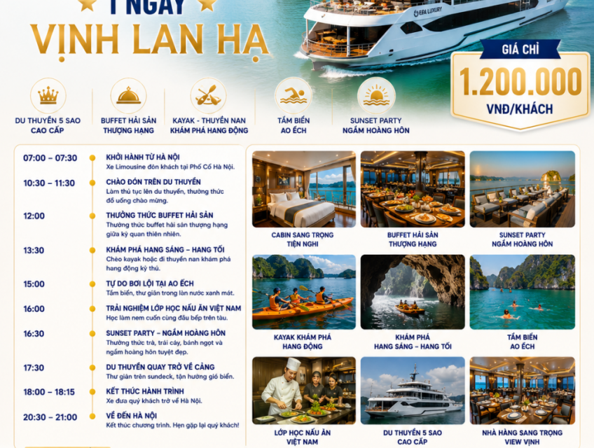 Tour Hera Luxury Cruise 1 Ngày Vịnh Lan Hạ | GO VIỆT NAM TRIP