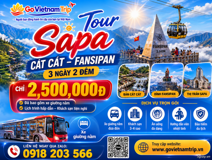 Tour Sapa Fansipan – Cát Cát 2 Ngày 1 Đêm - Chỉ 2tr800