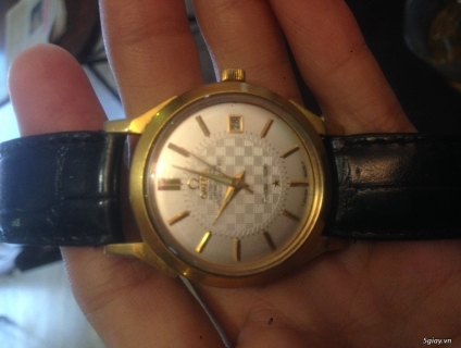 Đồng hồ omega bát quái dây da vàng