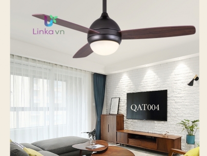 Quạt trần trang trí có đèn 3 cánh gỗ cao cấp QAT004 – Tiết kiệm năng lượng