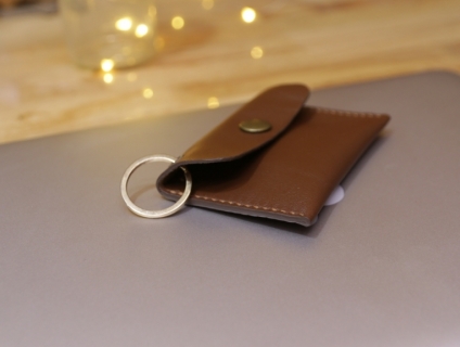 Ví da kim móc khóa đựng tiền và thẻ xe Handmade - Da thật 100%. End: 22h59p ngày 23/7/2019