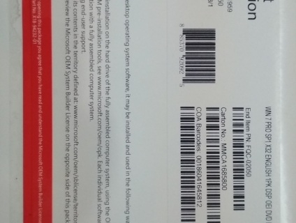 Cho máy tính cty license Win7-full box như hình-xuất VAT-800k