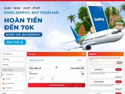 Miễn Phí - Tặng Mã Hoàn Tiền Khi Mua Vé Máy Bay Trên Sendo