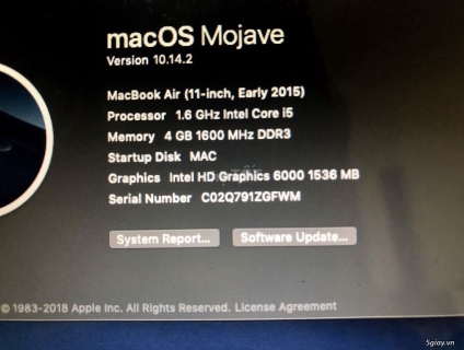 MacBook Air 2015 (11 inch) cá nhân dùng