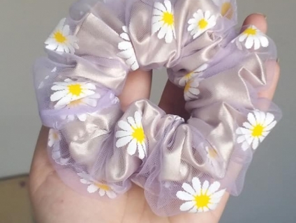 Cột Tóc Scrunchies Voan phối Vải _ Handmade