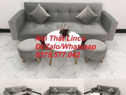 Bộ ghế sofa băng bật giường nằm xám ghi trắng Nội thất Linco Đắk Lắk