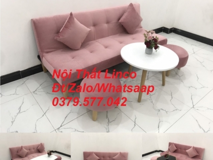 Bộ ghế sofa giường màu hồng nhung giá rẻ Nội Thất Linco Bình Phước