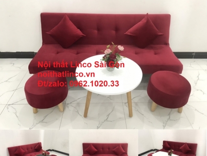 Bộ ghế sofa bed giường nằm màu đỏ mini nhỏ 1m7 rẻ đẹp Nội thất Linco