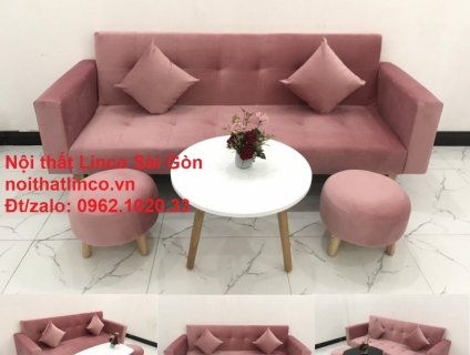 Bộ ghế salong giường giá rẻ | sofa phòng khách vải nhung đẹp|Linco SG