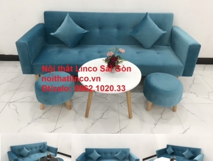 Ghế sofa bed giường nằm vải nhung giá rẻ đẹp ở tại Nội thất Linco SG