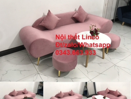 Sopha băng sofa 2m hồng cánh sen đẹp rẻ ở Nội thất Linco Quận 3 HCM