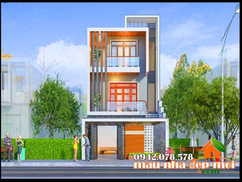 Nhà phố 3 tầng mặt tiền 6m có gara kiến trúc hiện đại