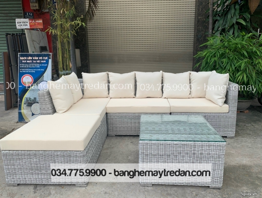Sofa góc nhựa giả mây cao cấp