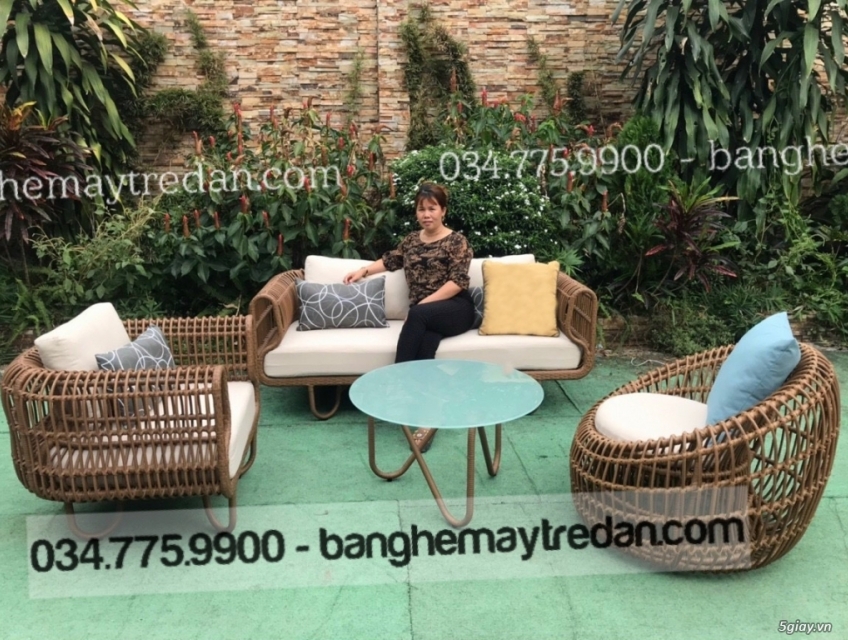 Bộ ghế nhựa giả mây nữ hoàng màu nâu