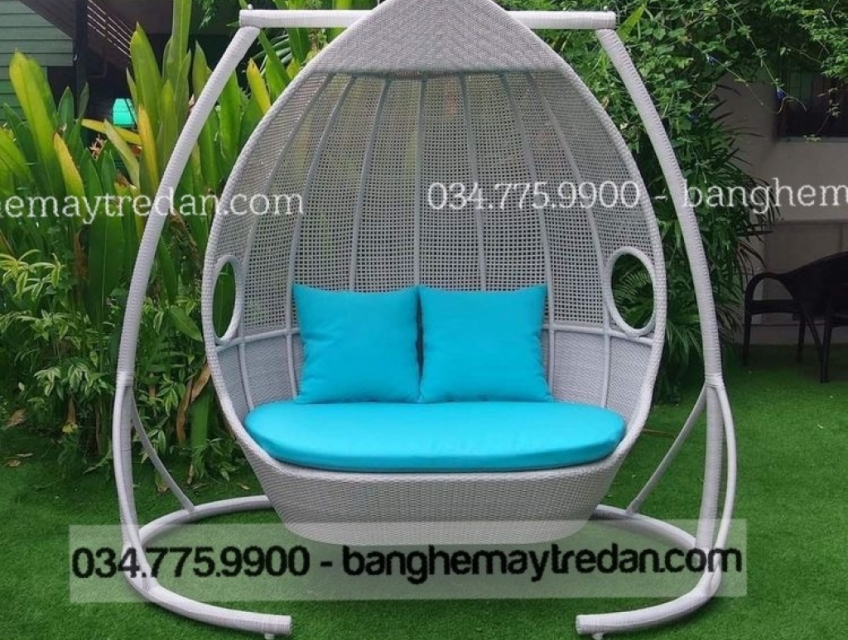 Ghế Decor nhựa giả mây thư giãn tổ chim