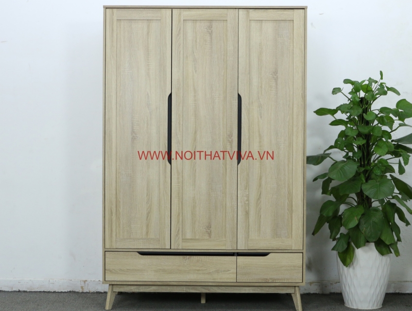 Tủ Quần Áo Nhập Khẩu Gỗ MFC Cao Cấp Màu Kem Phối Đen Hiện Đại Giá Rẻ