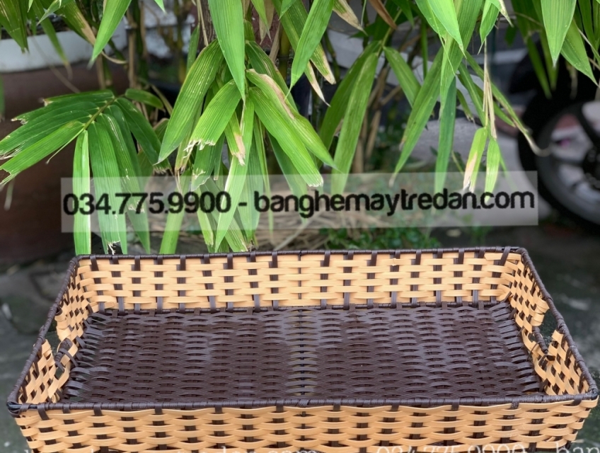 Khay nhựa giả mây hình chữ nhật