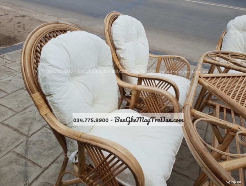 Bộ bàn ăn 6 ghế song mây tự nhiên