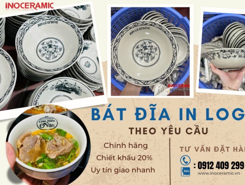 Bát Đĩa Nhà Hàng In Logo Đẹp Mắt - Sang Trọng
