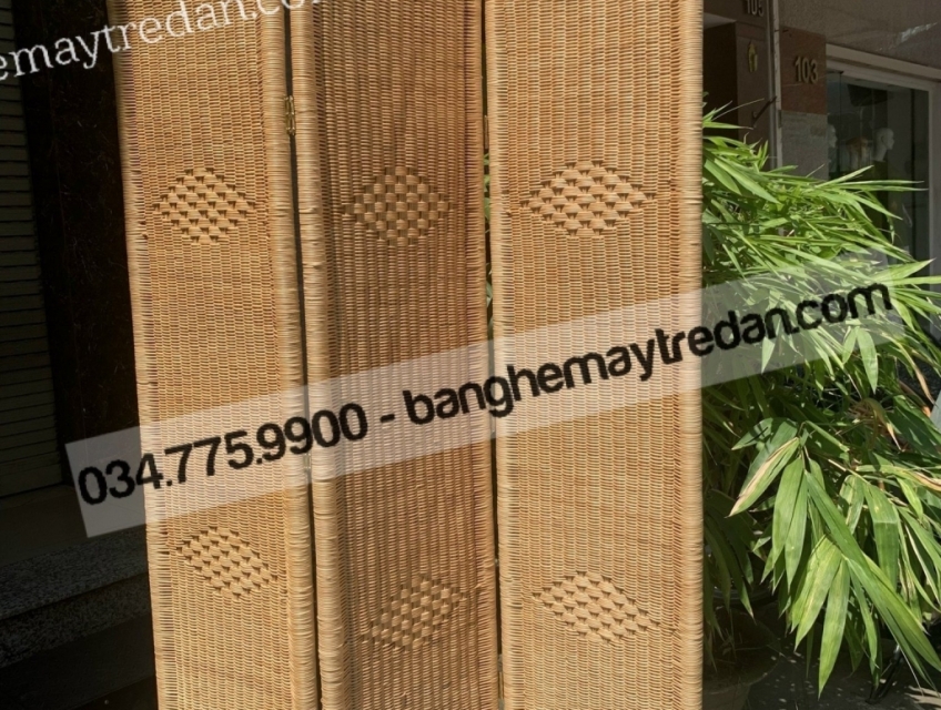 Bình phong mây đan kín cao cấp