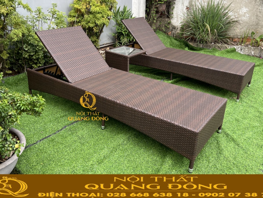 Bộ sưu tập ghế nằm hồ bơi giả mây mang gam màu nâu thông dụng