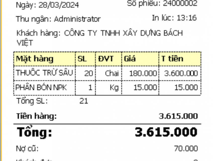 Máy tính tiền, phần mềm bán hàng cho cửa hàng VTNN: 0917.66.4444