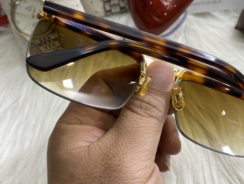 Kính mát  Nylor pháp mạ vàng gọng màu đổi mồi mắt nâu trà cho nam