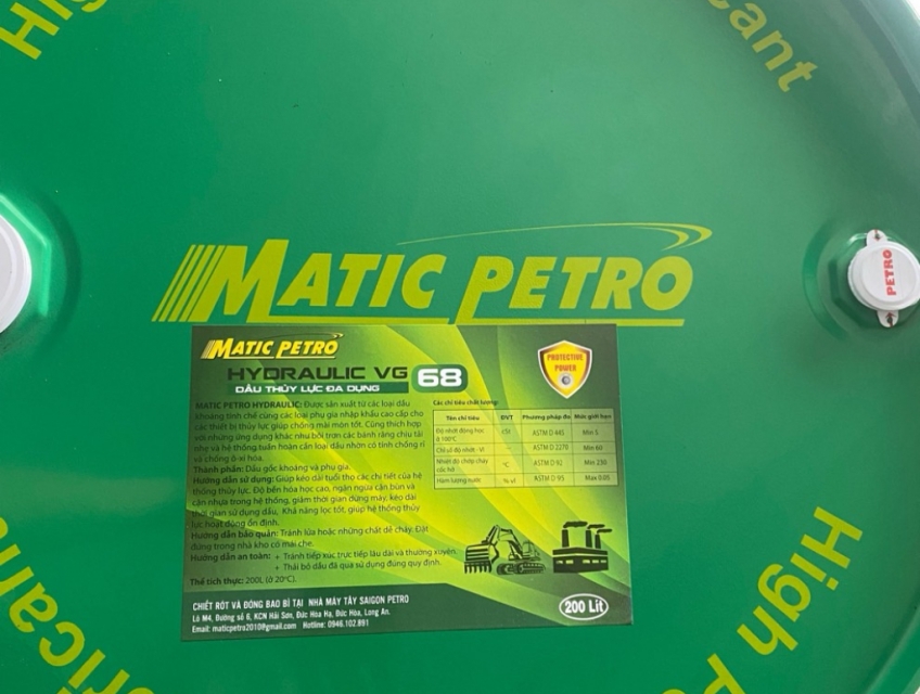 Nhớt 10, Dầu thủy lực 68 cho Máy thủy lực đập, Máy Chấn Kim Loại.