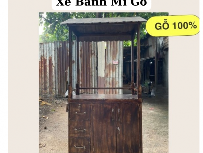 Mẫu Xe Quầy Bánh Mì Gỗ Xưa Giả Cổ Phong cách xưa Đẹp