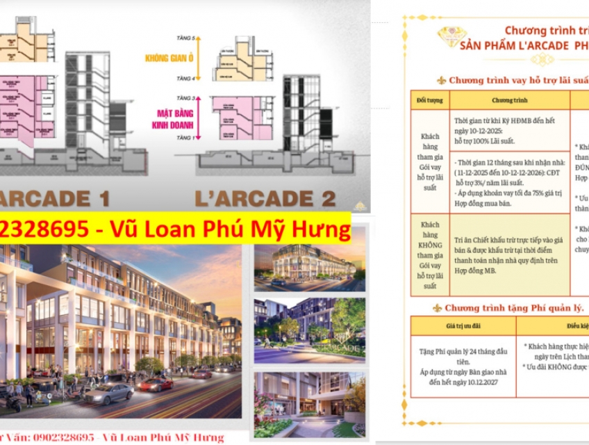 Cập nhật giá bán & ưu đãi T7/2024 dự án L'arcade Phú Mỹ Hưng