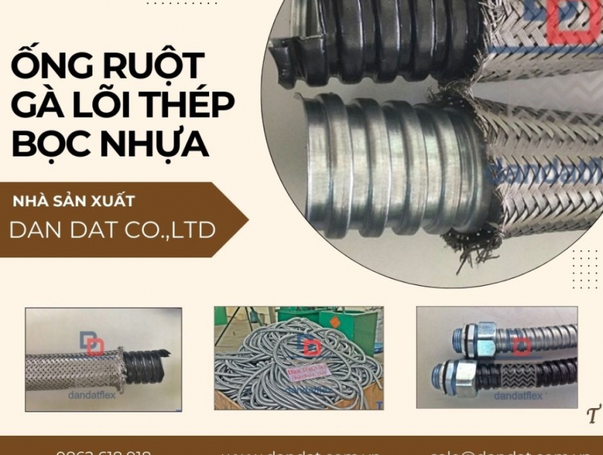 Ống ruột gà bọc inox/ Ống ruột gà lõi thép bọc nhựa/ Ống luồn dây điện bọc nhựa PVC