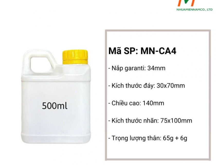 Can Nhựa 500ml HDPE