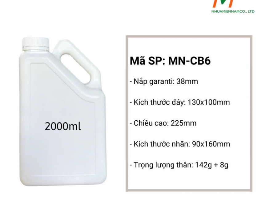 Can Nhựa HDPE 2000ml